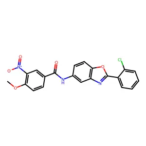 N-[2-(2-chlorophenyl)-1,3-benzoxazol-5-yl]-4-methoxy-3-nitrobenzamide structure