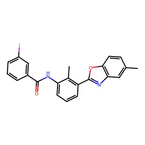 3-iodo-N-[2-methyl-3-(5-methyl-1,3-benzoxazol-2-yl)phenyl]benzamide structure