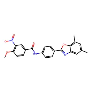 N-[4-(5,7-dimethyl-1,3-benzoxazol-2-yl)phenyl]-4-methoxy-3-nitrobenzamide structure