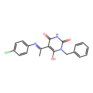 1-benzyl-5-[1-(4-chloroanilino)ethylidene]-2,4,6(1H,3H,5H)-pyrimidinetrione structure
