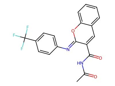 (2Z)-N-acetyl-2-{[4-(trifluoromethyl)phenyl]imino}-2H-chromene-3-carboxamide structure
