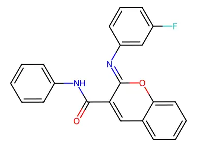 (2Z)-2-[(3-fluorophenyl)imino]-N-phenyl-2H-chromene-3-carboxamide structure