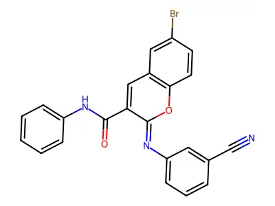 (Z)-6-bromo-2-((3-cyanophenyl)imino)-N-phenyl-2H-chromene-3-carboxamide structure
