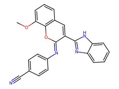 4-[[3-(1H-benzimidazol-2-yl)-8-methoxychromen-2-ylidene]amino]benzonitrile structure