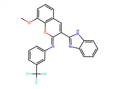 (2Z)-3-(1H-1,3-benzodiazol-2-yl)-8-methoxy-N-[3-(trifluoromethyl)phenyl]-2H-chromen-2-imine structure