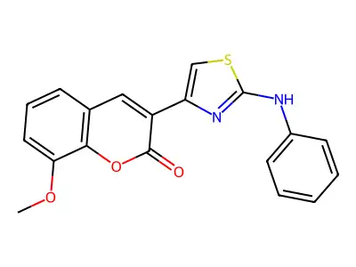 8-methoxy-3-[2-(phenylamino)-1,3-thiazol-4-yl]-2H-chromen-2-one structure
