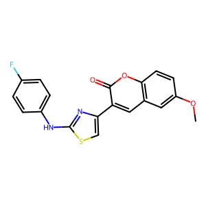 3-{2-[(4-fluorophenyl)amino]-1,3-thiazol-4-yl}-6-methoxy-2H-chromen-2-one structure