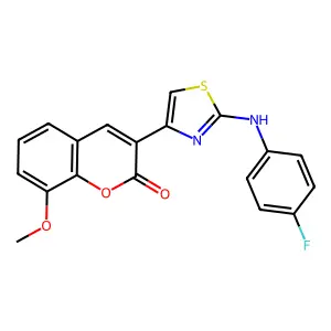 3-{2-[(4-fluorophenyl)amino]-1,3-thiazol-4-yl}-8-methoxy-2H-chromen-2-one structure