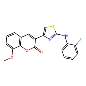 3-{2-[(2-fluorophenyl)amino]-1,3-thiazol-4-yl}-8-methoxy-2H-chromen-2-one structure