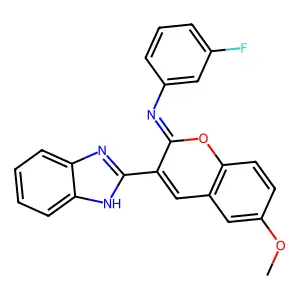 3-(1H-benzimidazol-2-yl)-N-(3-fluorophenyl)-6-methoxychromen-2-imine structure