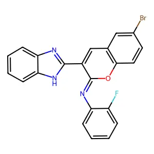 (2Z)-3-(1H-1,3-benzodiazol-2-yl)-6-bromo-N-(2-fluorophenyl)-2H-chromen-2-imine structure