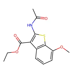 Ethyl 2-(acetylamino)-7-methoxy-1-benzothiophene-3-carboxylate structure