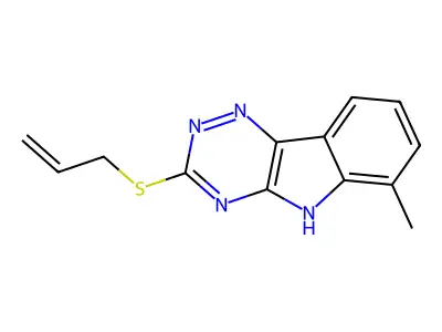 6-methyl-3-(prop-2-enylthio)-5H-[1,2,4]triazino[5,6-b]indole structure