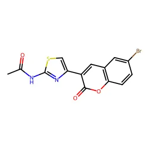 N-[4-(6-bromo-2-oxo-2H-chromen-3-yl)-1,3-thiazol-2-yl]acetamide structure