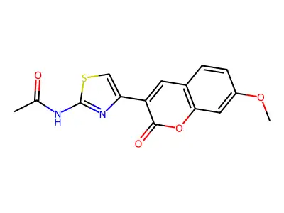 N-[4-(7-methoxy-2-oxochromen-3-yl)-1,3-thiazol-2-yl]acetamide structure