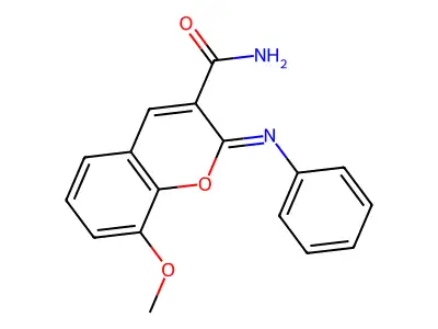 (2Z)-8-methoxy-2-(phenylimino)-2H-chromene-3-carboxamide structure