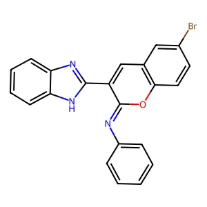 3-(1H-benzimidazol-2-yl)-6-bromo-N-phenylchromen-2-imine structure