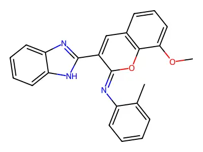 N-[(2Z)-3-(1H-benzimidazol-2-yl)-8-methoxy-2H-chromen-2-ylidene]-2-methylaniline structure