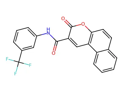 3-oxo-N-[3-(trifluoromethyl)phenyl]benzo[f]chromene-2-carboxamide structure