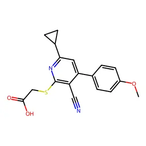 {[3-Cyano-6-cyclopropyl-4-(4-methoxyphenyl)pyridin-2-yl]sulfanyl}acetic acid structure