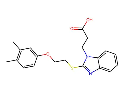 3-(2-{[2-(3,4-dimethylphenoxy)ethyl]sulfanyl}-1H-benzimidazol-1-yl)propanoic acid structure