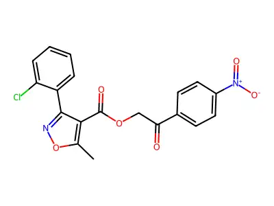 [2-(4-nitrophenyl)-2-oxoethyl] 3-(2-chlorophenyl)-5-methyl-1,2-oxazole-4-carboxylate structure