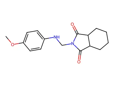 2-{[(4-methoxyphenyl)amino]methyl}hexahydro-1H-isoindole-1,3(2H)-dione structure