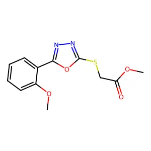Methyl {[5-(2-methoxyphenyl)-1,3,4-oxadiazol-2-yl]thio}acetate structure