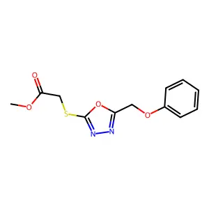 (5-Phenoxymethyl-[1,3,4]oxadiazol-2-ylsulfanyl)-acetic acid methyl ester structure