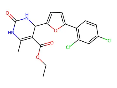 ethyl 4-(5-(2,4-dichlorophenyl)furan-2-yl)-6-methyl-2-oxo-1,2,3,4-tetrahydropyrimidine-5-carboxylate structure