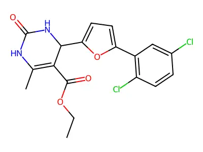 ethyl 6-[5-(2,5-dichlorophenyl)furan-2-yl]-2-hydroxy-4-methyl-1,6-dihydropyrimidine-5-carboxylate structure