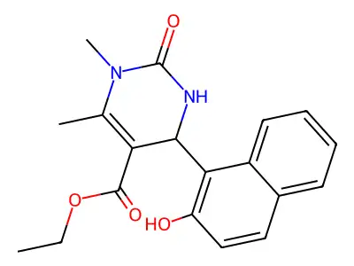 ethyl 4-(2-hydroxynaphthalen-1-yl)-1,6-dimethyl-2-oxo-1,2,3,4-tetrahydropyrimidine-5-carboxylate structure
