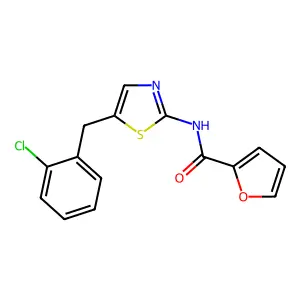 N-(5-(2-chlorobenzyl)thiazol-2-yl)furan-2-carboxamide structure