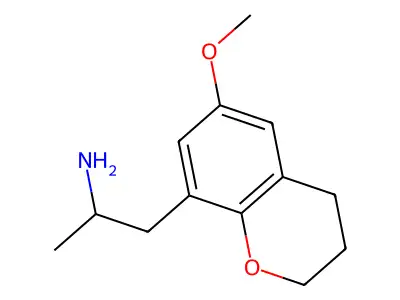 3,4-Dihydro-6-methoxy-I+/--methyl-2H-1-benzopyran-8-ethanamine structure