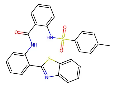N-[2-(1,3-benzothiazol-2-yl)phenyl]-2-[(4-methylphenyl)sulfonylamino]benzamide structure