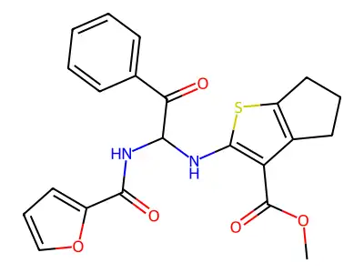 METHYL 2-{[1-(2-FUROYLAMINO)-2-OXO-2-PHENYLETHYL]AMINO}-5,6-DIHYDRO-4H-CYCLOPENTA[B]THIOPHENE-3-CARBOXYLATE structure