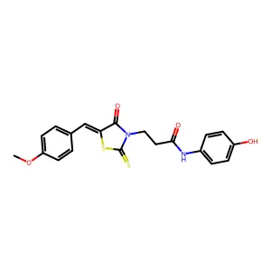 N-(4-hydroxyphenyl)-3-[(5E)-5-[(4-methoxyphenyl)methylidene]-4-oxo-2-sulfanylidene-1,3-thiazolidin-3-yl]propanamide structure