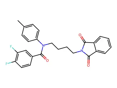 N-[4-(1,3-dioxoisoindol-2-yl)butyl]-3,4-difluoro-N-(4-methylphenyl)benzamide structure