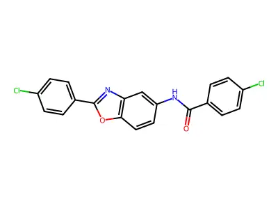4-chloro-N-[2-(4-chlorophenyl)-1,3-benzoxazol-5-yl]benzamide structure