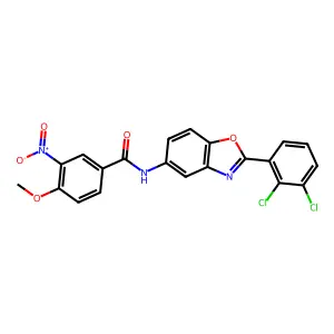 N-[2-(2,3-dichlorophenyl)-1,3-benzoxazol-5-yl]-4-methoxy-3-nitrobenzamide structure