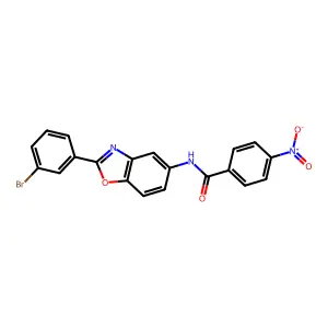 N-[2-(3-bromophenyl)-1,3-benzoxazol-5-yl]-4-nitrobenzamide structure
