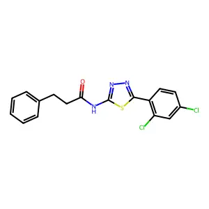 N-[5-(2,4-dichlorophenyl)-1,3,4-thiadiazol-2-yl]-3-phenylpropanamide structure