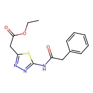 Ethyl 2-[5-[(2-phenylacetyl)amino]-1,3,4-thiadiazol-2-yl]acetate structure