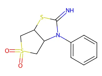 3-phenyltetrahydrothieno[3,4-d][1,3]thiazol-2(3H)-imine 5,5-dioxide structure