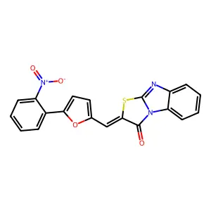 2-[(5-{2-nitrophenyl}-2-furyl)methylene][1,3]thiazolo[3,2-a]benzimidazol-3(2H)-one structure