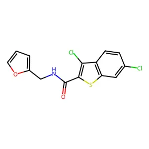 3,6-dichloro-N-(furan-2-ylmethyl)-1-benzothiophene-2-carboxamide structure