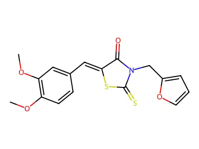 (Z)-5-(3,4-dimethoxybenzylidene)-3-(furan-2-ylmethyl)-2-thioxothiazolidin-4-one structure