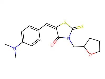 5(4-Dimethylamino-benzylidene)3-(4H-furan-2-ylmethyl)-2-thioxo-thiazolidin-4-one structure