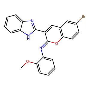 N-[(2Z)-3-(1H-benzimidazol-2-yl)-6-bromo-2H-chromen-2-ylidene]-2-methoxyaniline structure