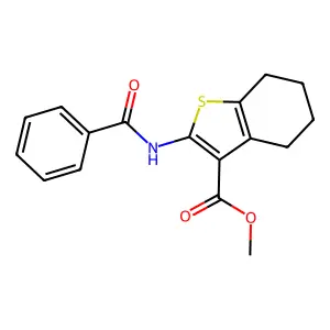 Methyl 2-(benzoylamino)-4,5,6,7-tetrahydro-1-benzothiophene-3-carboxylate structure